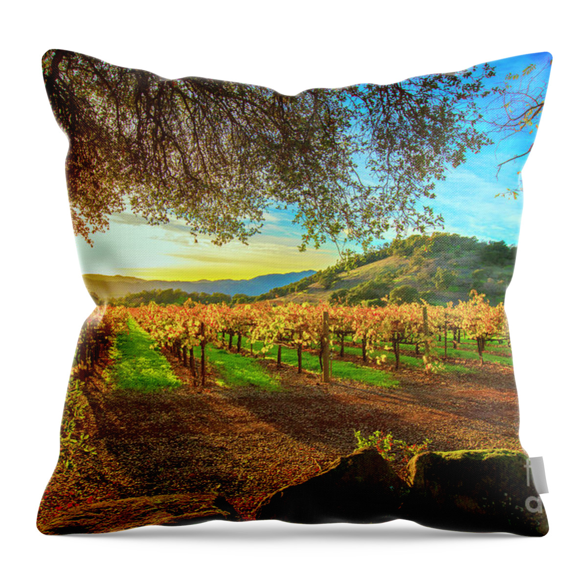Napa Throw Pillow featuring the photograph Sunset over Napa by Jon Neidert