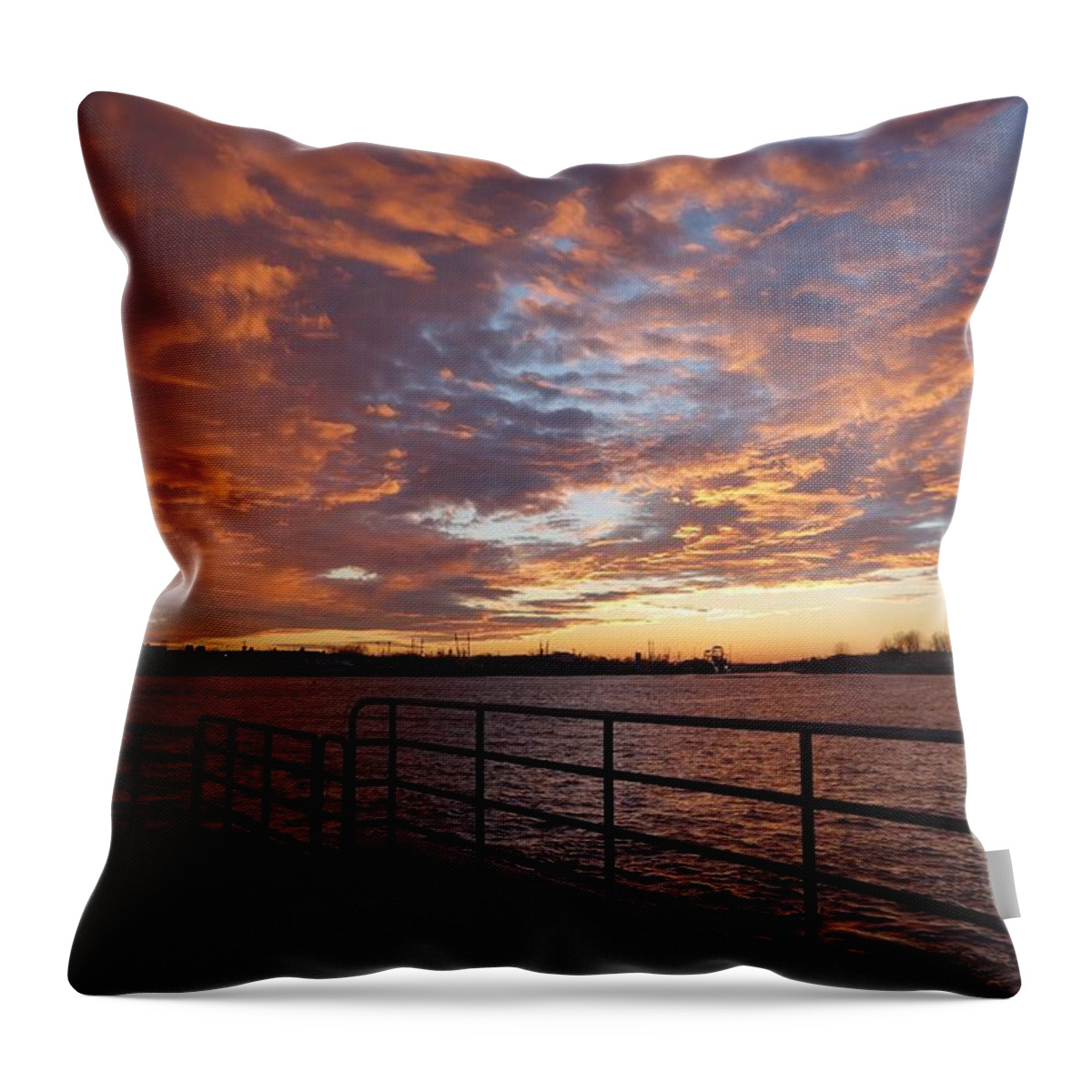 Sunset Throw Pillow featuring the photograph Sunset Over The Manasquan Inlet 2 by Melinda Saminski