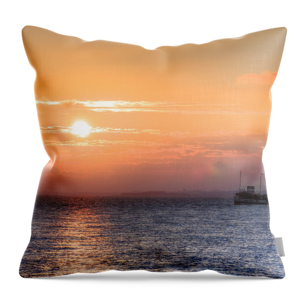Sunset Throw Pillow featuring the photograph sunset over the Solent - England by Joana Kruse