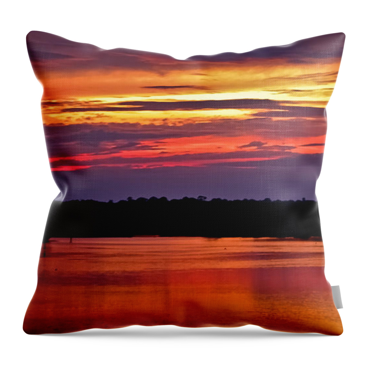 Tomoka River Throw Pillow featuring the photograph Sunset Over the Tomoka by DigiArt Diaries by Vicky B Fuller