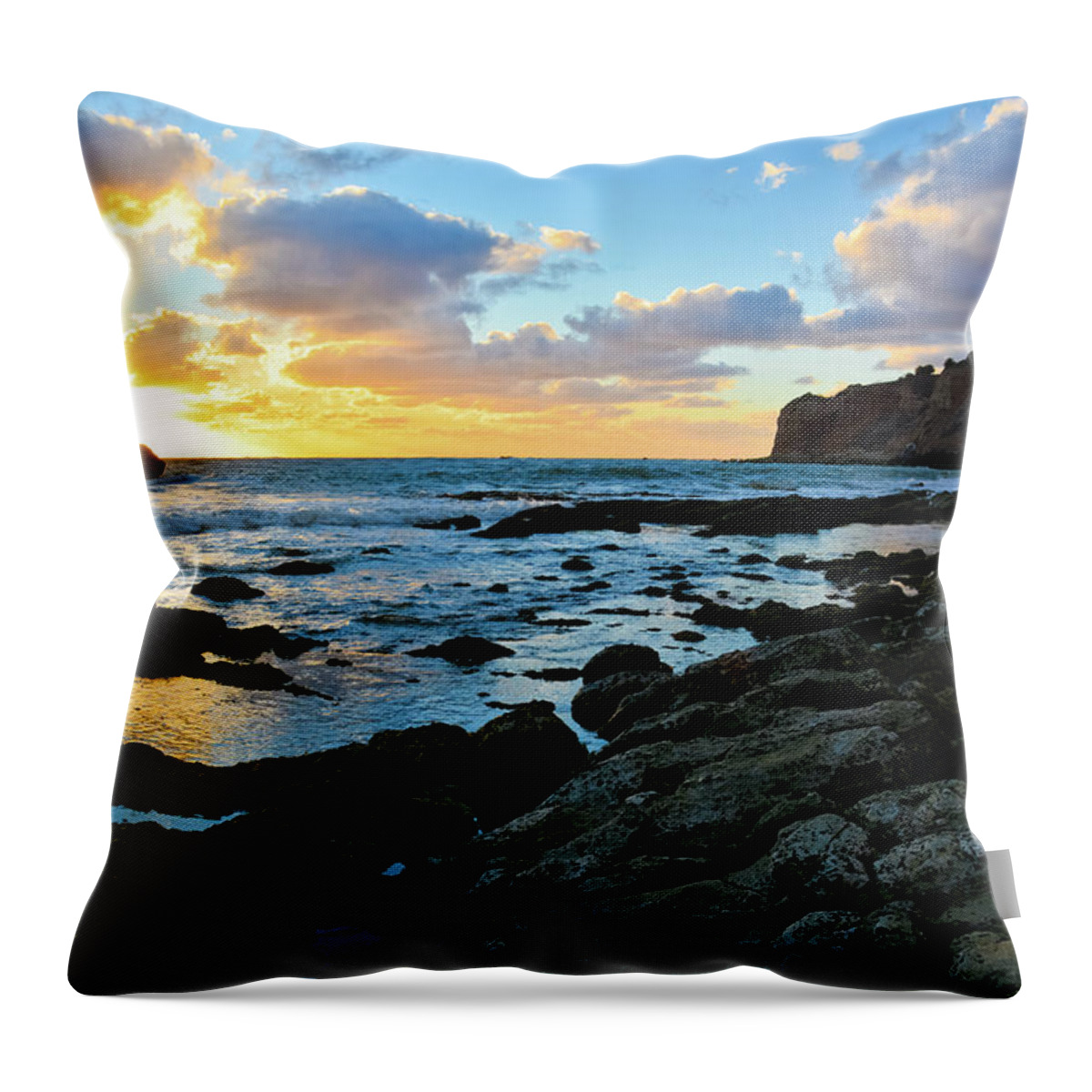 Los Angeles Throw Pillow featuring the photograph Sunset Pelican Cove by Kyle Hanson
