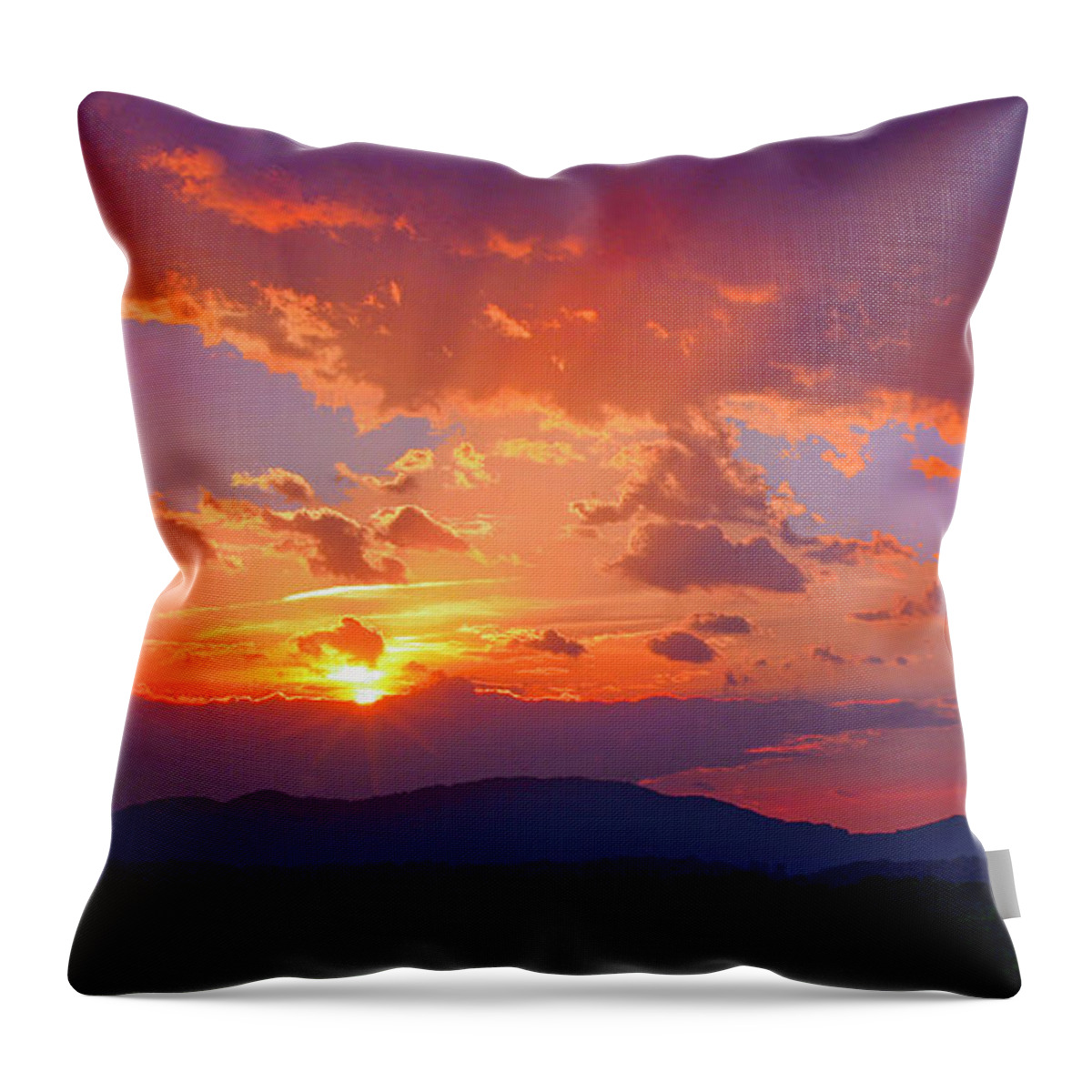 Sunset Throw Pillow featuring the photograph Sunset Rays at Smith Mountain Lake by The James Roney Collection