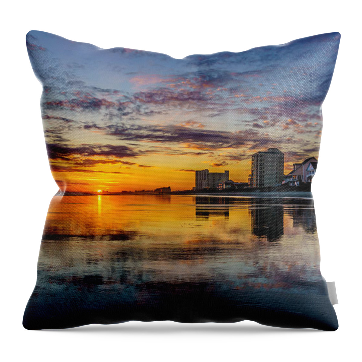 Beach Throw Pillow featuring the photograph Sunset Reflection by David Smith