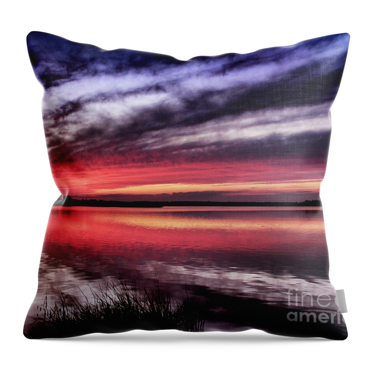 Sunset Print Throw Pillow featuring the photograph Sunset Reflections by Phil Mancuso