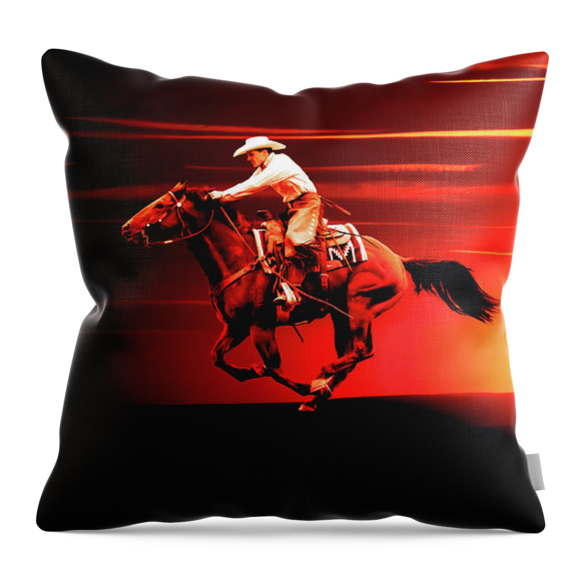 Cowboy Throw Pillow featuring the photograph Sunset Rider by Steve McKinzie