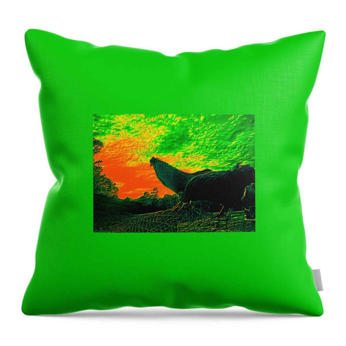 Sunset Throw Pillow featuring the photograph Sunset Rooster by Dawn Mullis