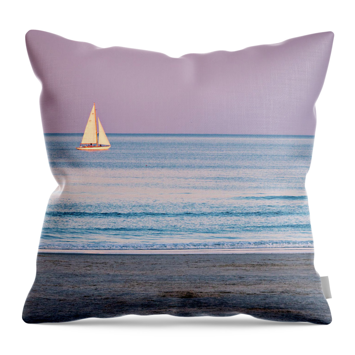 Sail Throw Pillow featuring the photograph Sunset Sail - Ogunquit -Maine by Steven Ralser
