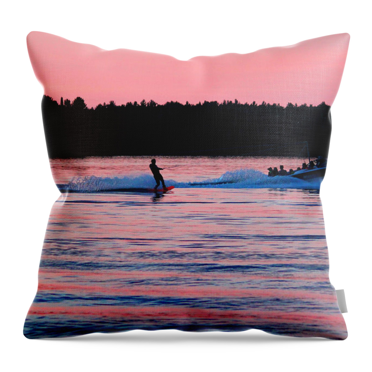 Sun Throw Pillow featuring the photograph Sunset Skiing by Brook Burling