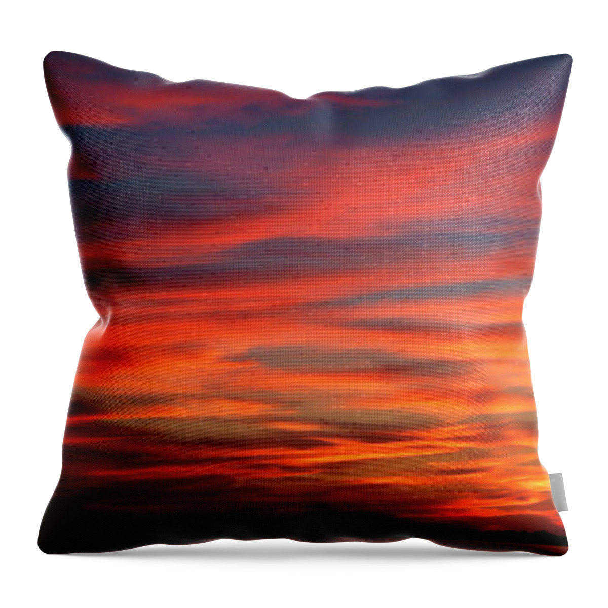 Sunset Over Water Throw Pillow featuring the photograph Sunset Sky by Sally Weigand