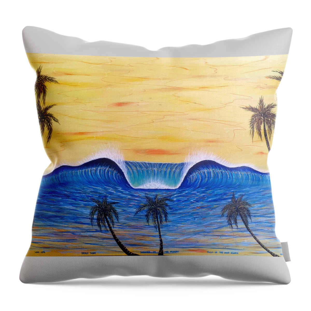 Abstractart Throw Pillow featuring the painting Sunset Surf Dream by Paul Carter