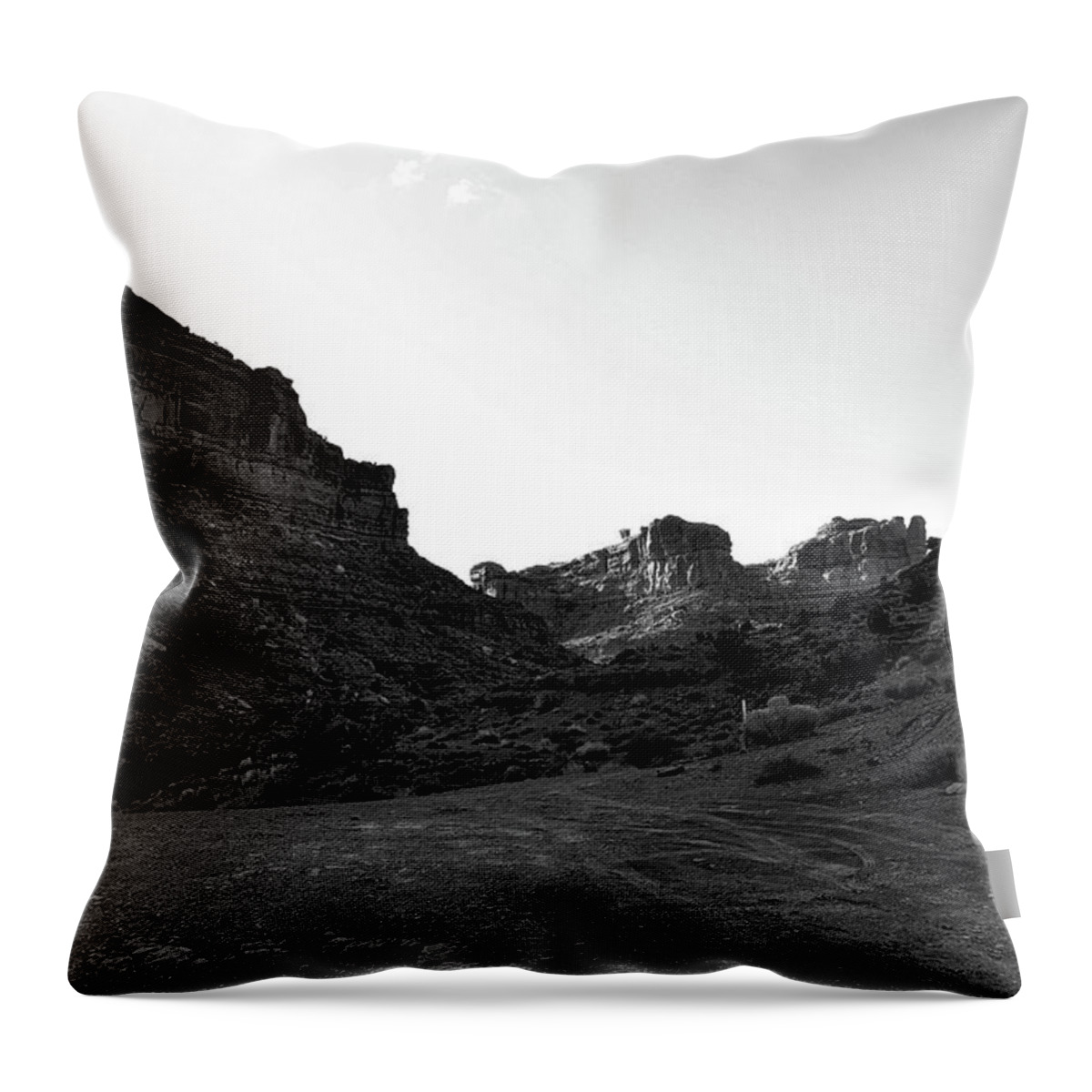 Valley Of The Gods Throw Pillow featuring the photograph Sunset Tour Valley Of The Gods Utah 07 BW by Thomas Woolworth