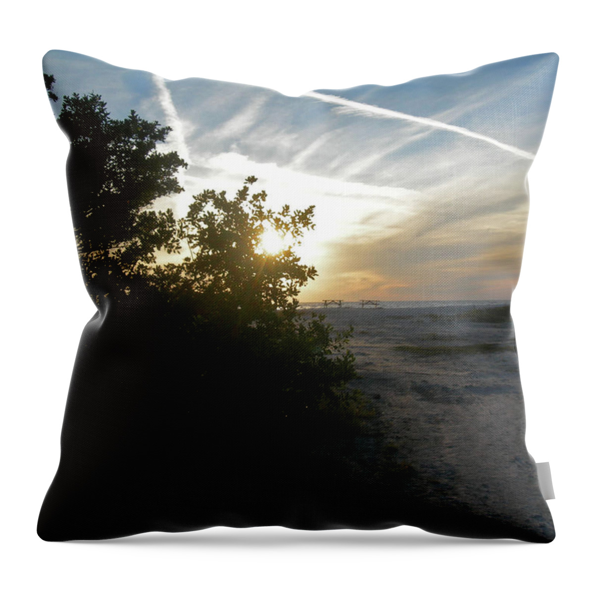 Sunset Throw Pillow featuring the photograph Sunset Trails by Deborah Ferree