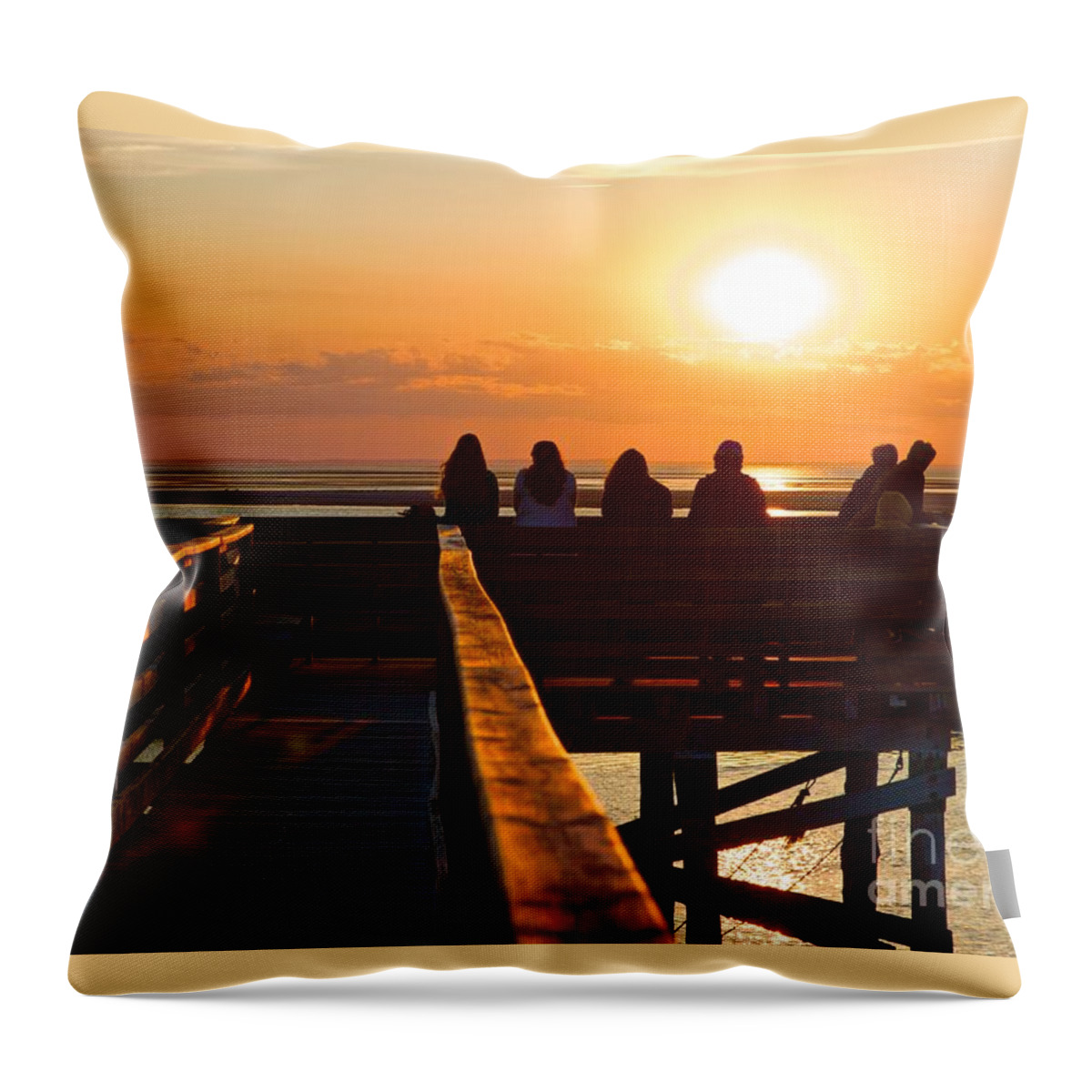 Grays Beach Throw Pillow featuring the photograph Sunset Watching at Grays Beach Boardwalk by Amazing Jules