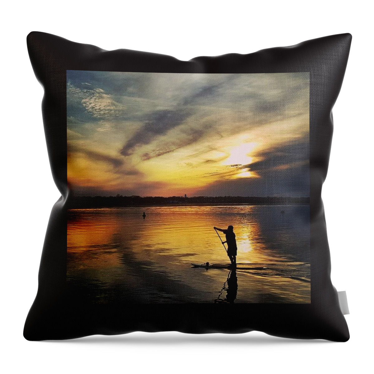 Belmar Throw Pillow featuring the photograph Sunset With Cool Clouds by Lauren Fitzpatrick