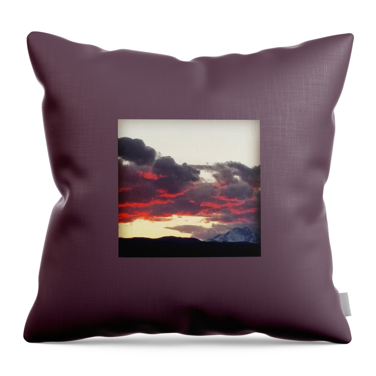 Clouds Throw Pillow featuring the photograph Warm Sky Cold Mountain 2 by Charley Upton