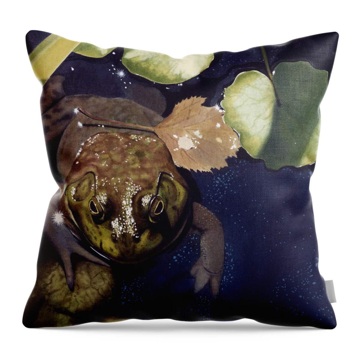 Frog Throw Pillow featuring the painting Sunspots by Denny Bond