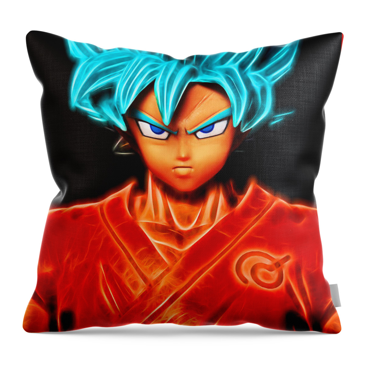 Collectables Throw Pillow featuring the digital art Super Saiyan God Goku by Ray Shiu