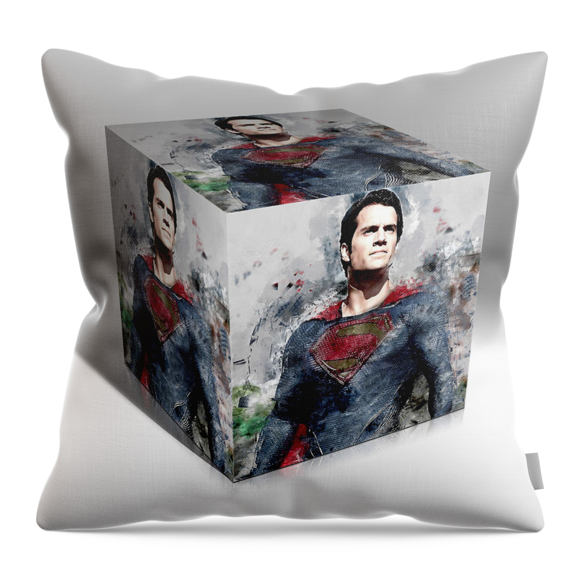 Cool Throw Pillow featuring the mixed media Superman Superhero by Marvin Blaine