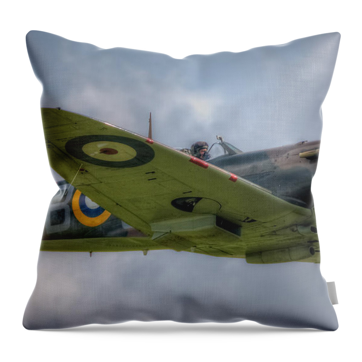 Spitfire Throw Pillow featuring the digital art Supermarine Spitfire P7350 F Mk IIa by Nigel Bangert