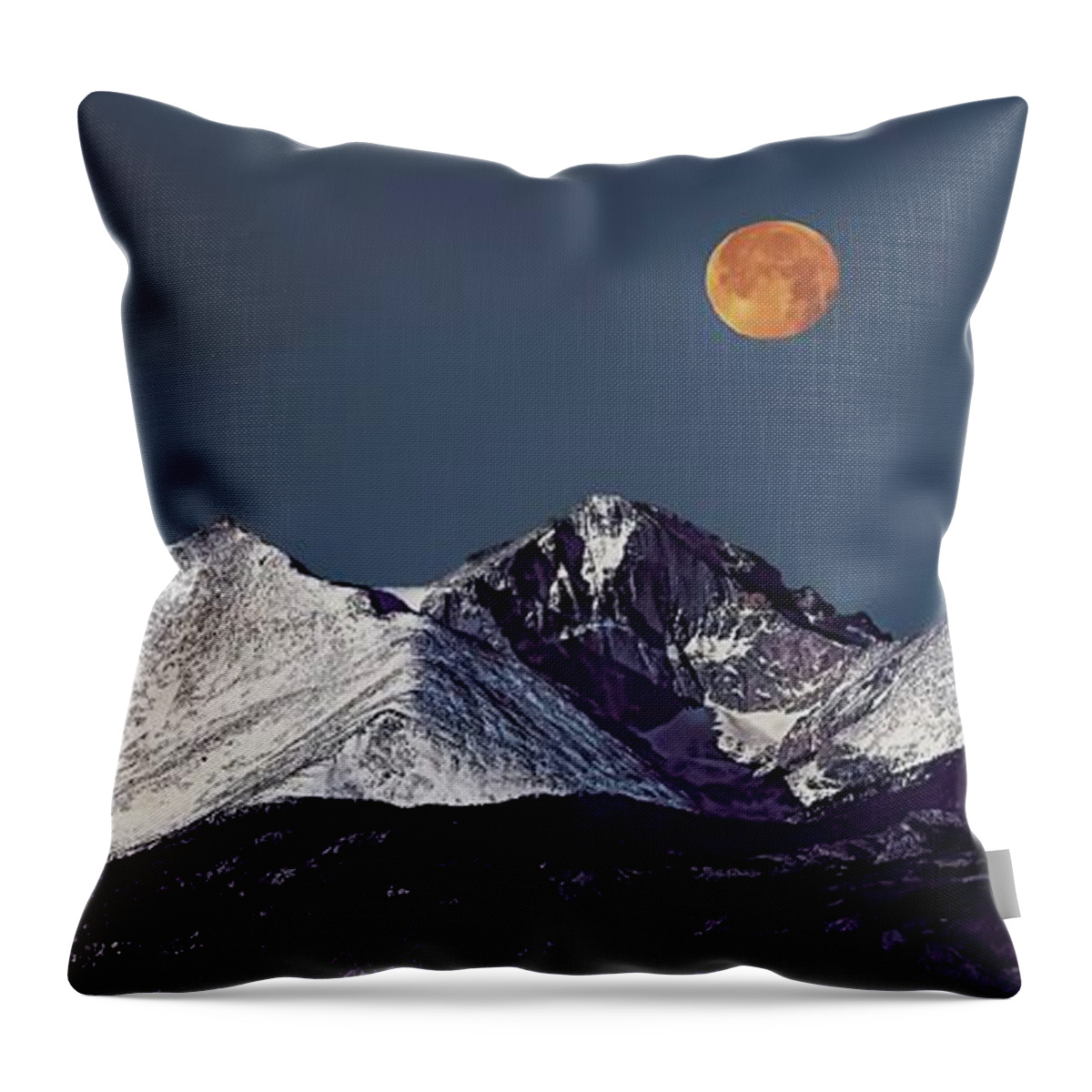 Jon Burch Throw Pillow featuring the photograph Supermoon Lunar Eclipse Over Longs Peak by Jon Burch Photography