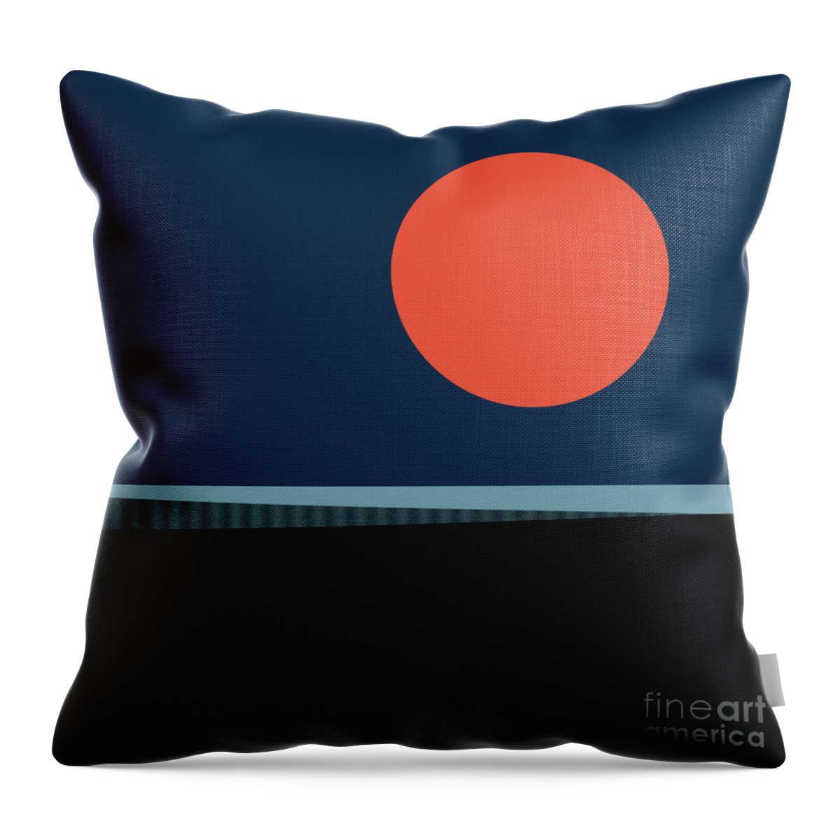 Abstract Throw Pillow featuring the digital art Supermoon over the Sea by Klara Acel
