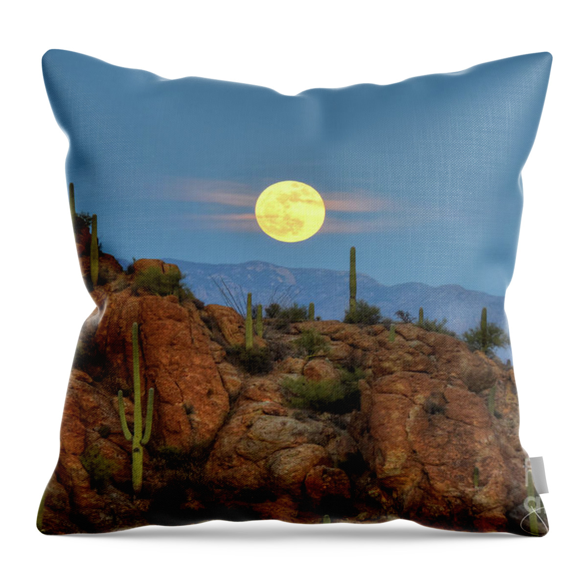 Supermoon Throw Pillow featuring the photograph Supermoon Rising Jan 2018 by Joanne West