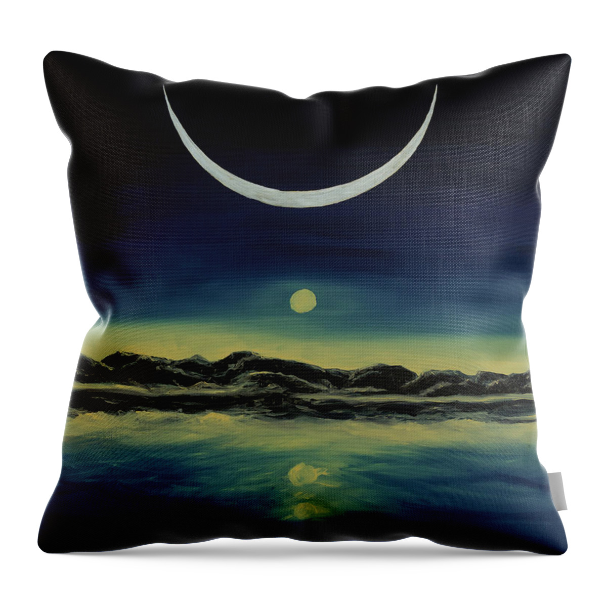 Sky Throw Pillow featuring the painting Supernatural Eclipse by Jennifer Walsh