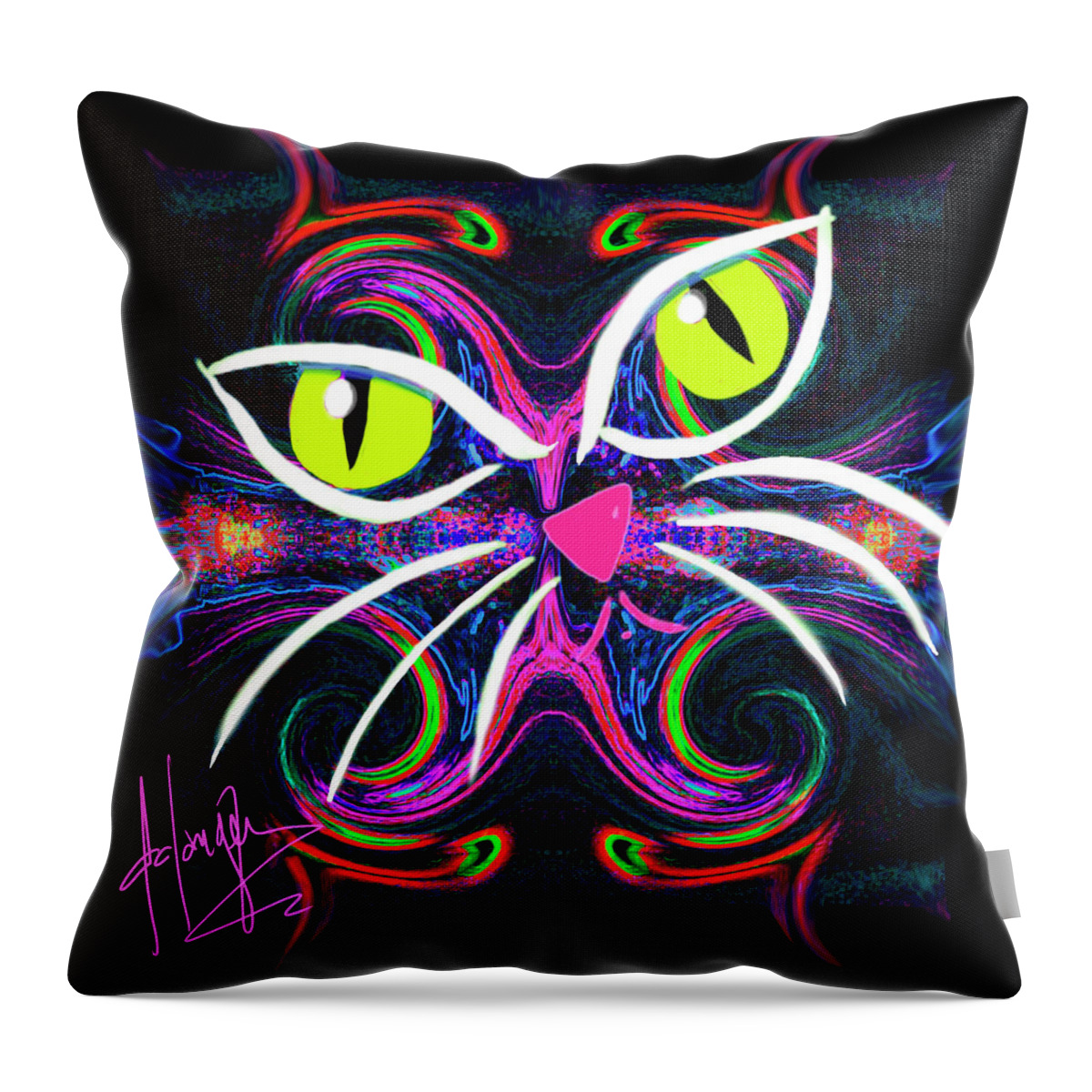 Supernova Throw Pillow featuring the painting SuperNova Cat by DC Langer