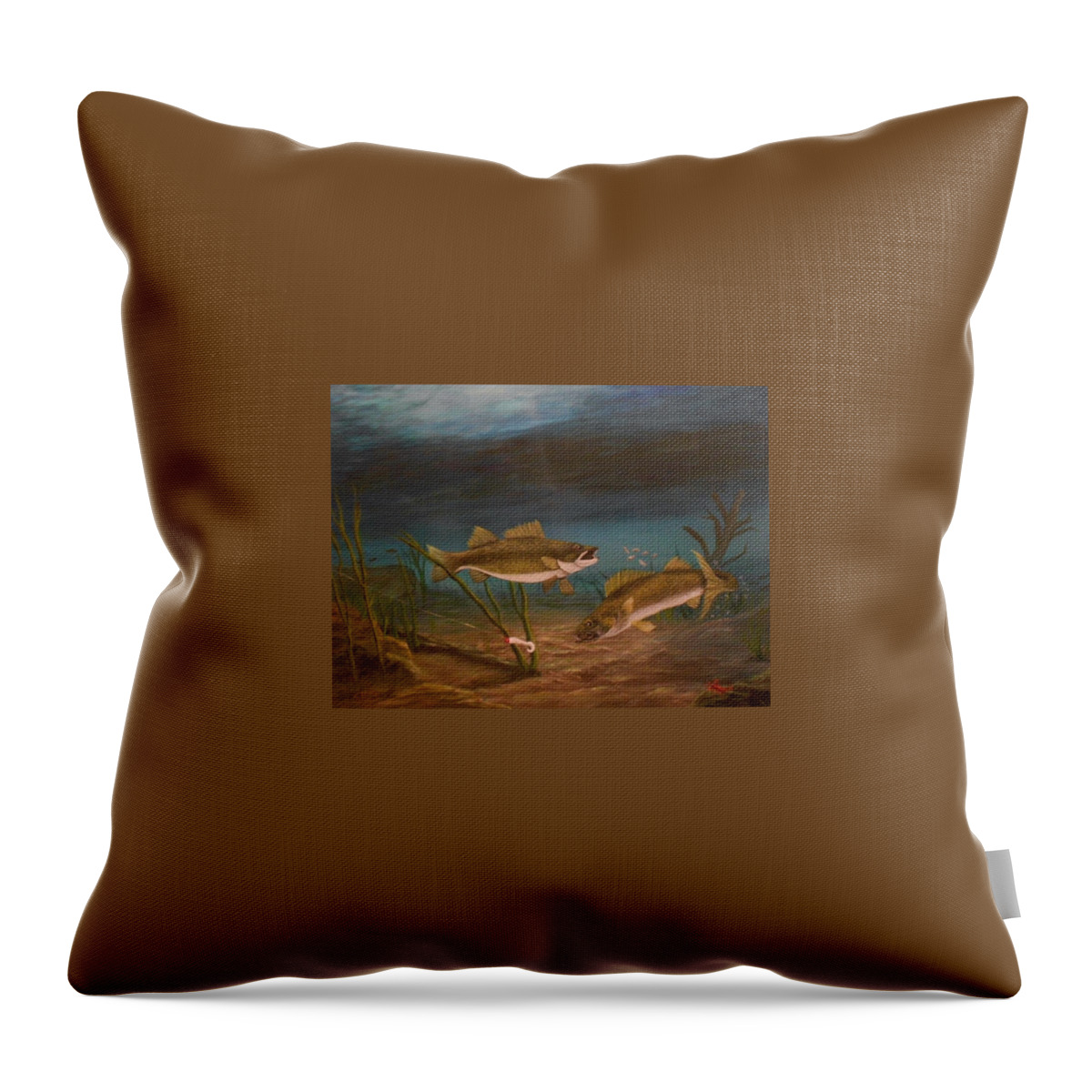 Underwater Throw Pillow featuring the painting Supper Time by Sheri Keith
