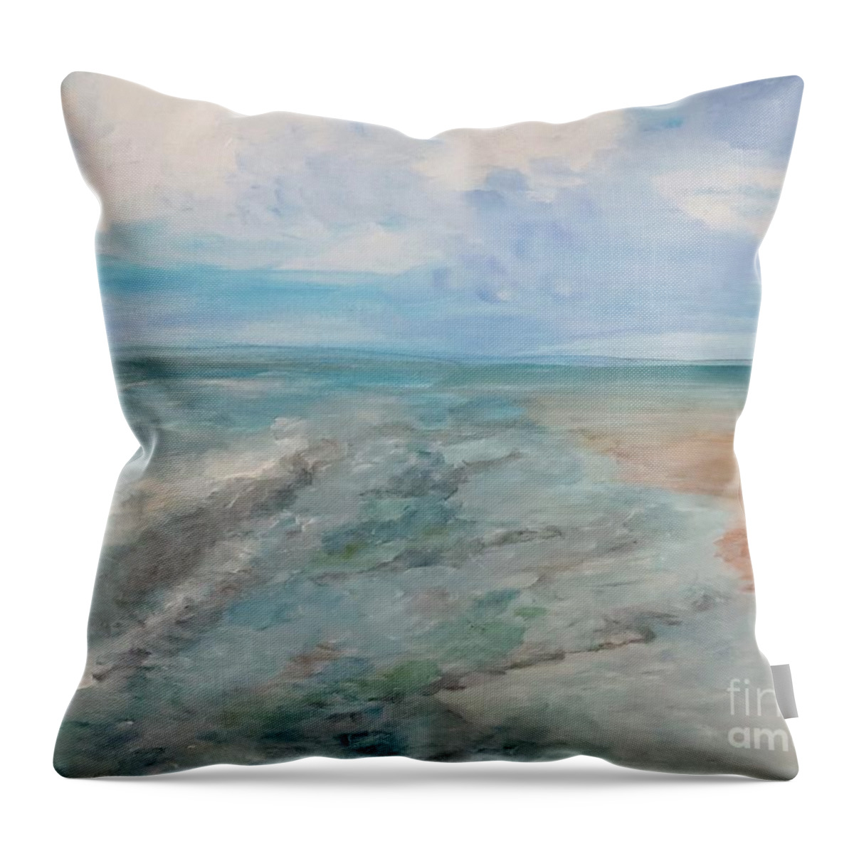 Beach Throw Pillow featuring the painting Sur la Plage, Crane Beach by C E Dill