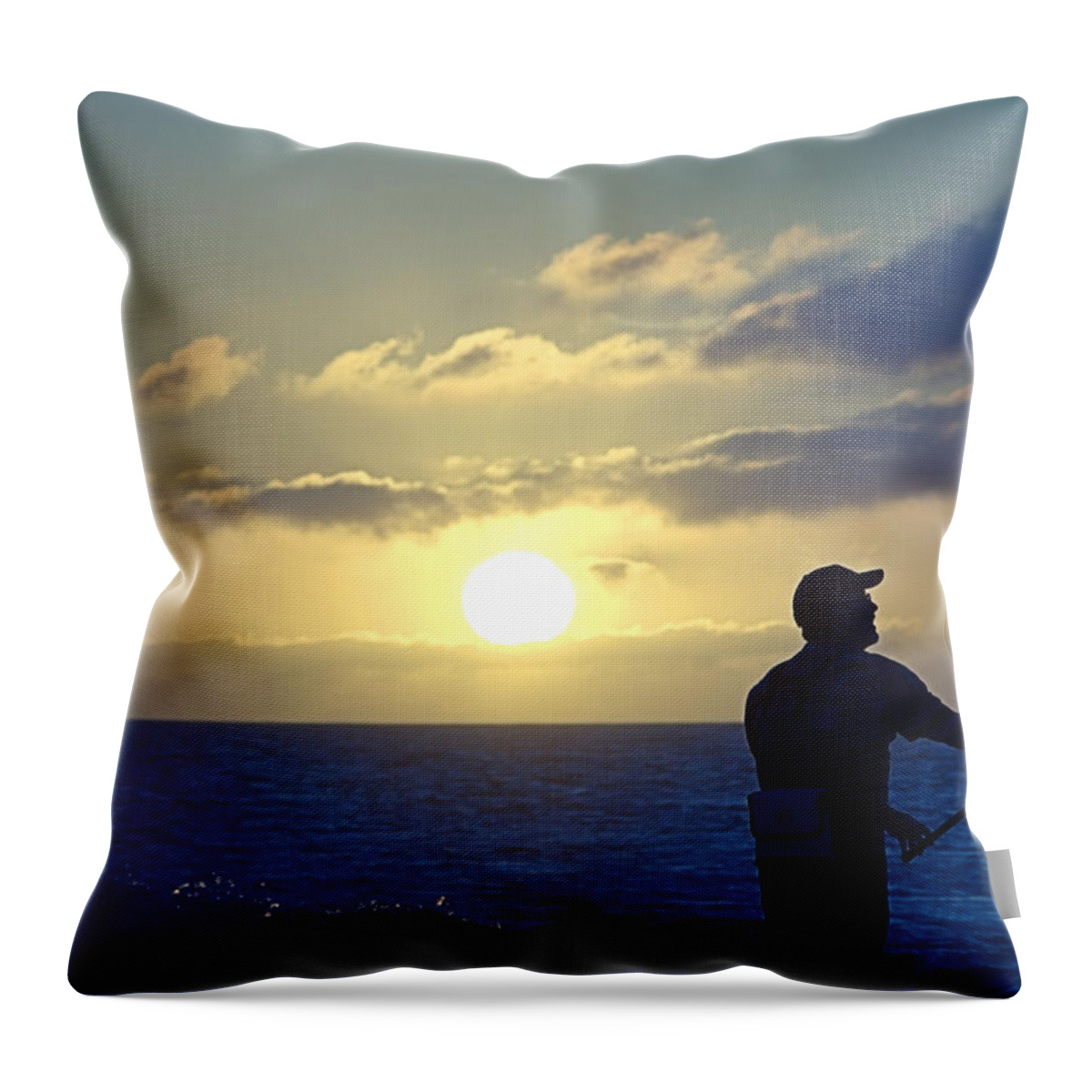 Surfcasting Throw Pillow featuring the photograph Surfcasting by Newwwman
