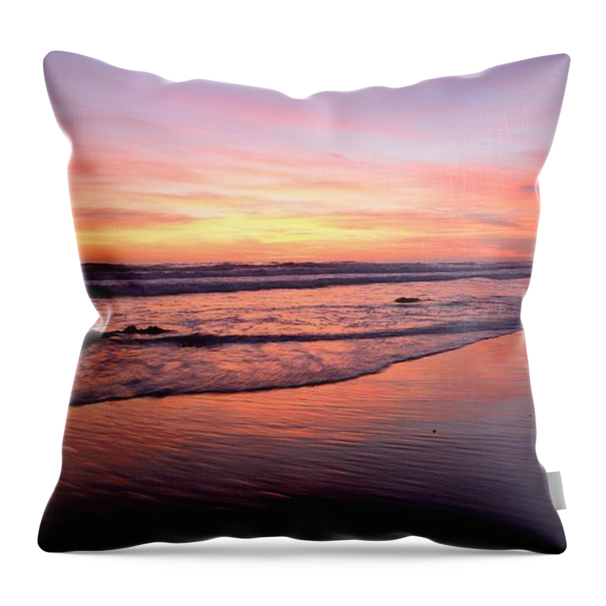 Landscapes Throw Pillow featuring the photograph Surfer Afterglow by John F Tsumas