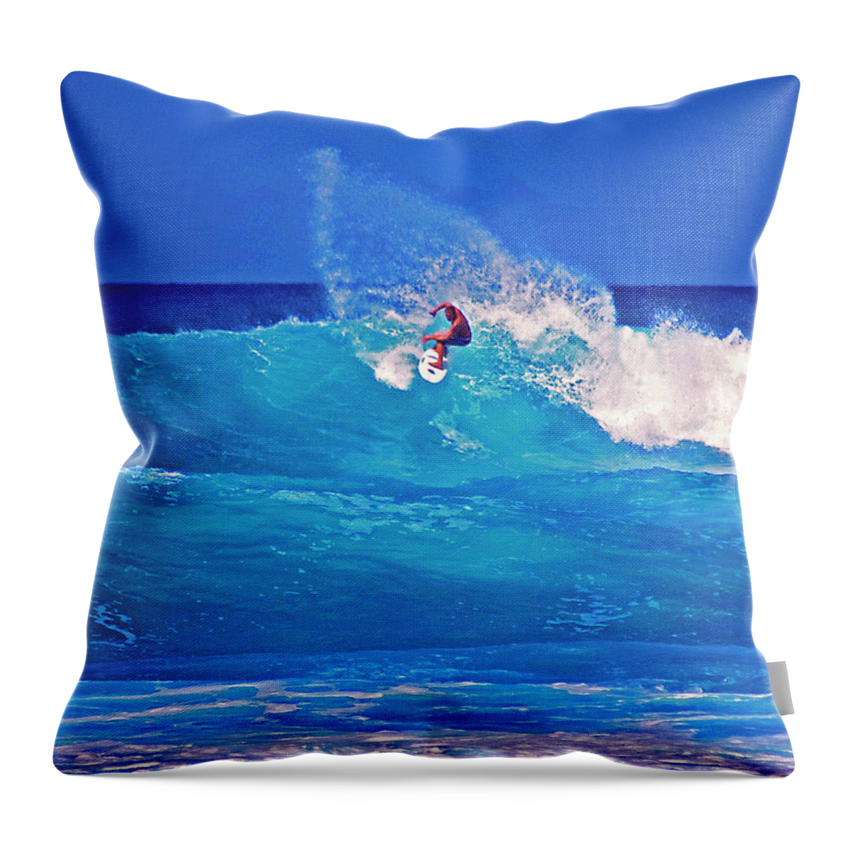 Surfer Throw Pillow featuring the photograph Surfer's Aura by Bette Phelan