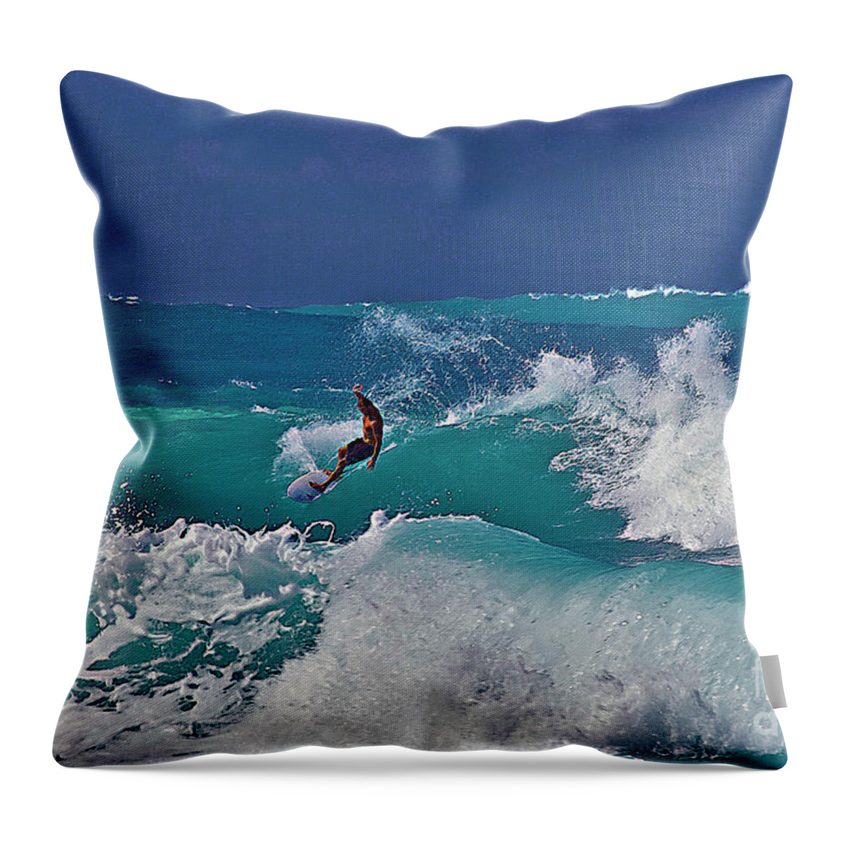 Surfing Throw Pillow featuring the photograph Surfing at Anaeho'omalu Bay by Bette Phelan