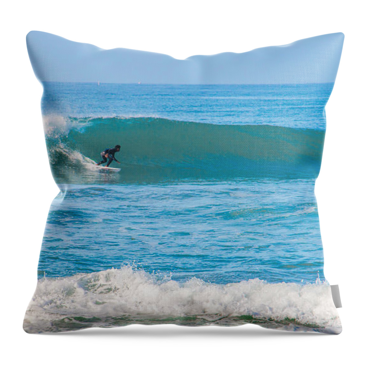 Surfing Throw Pillow featuring the photograph Surfing by Dorothy Cunningham
