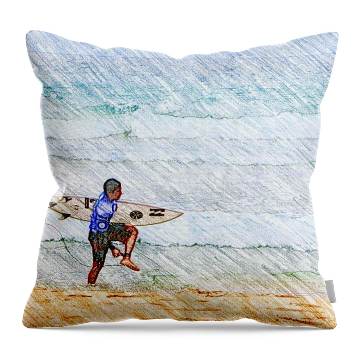 Skyblue Throw Pillow featuring the photograph Surfer In Aus by Daisuke Kondo