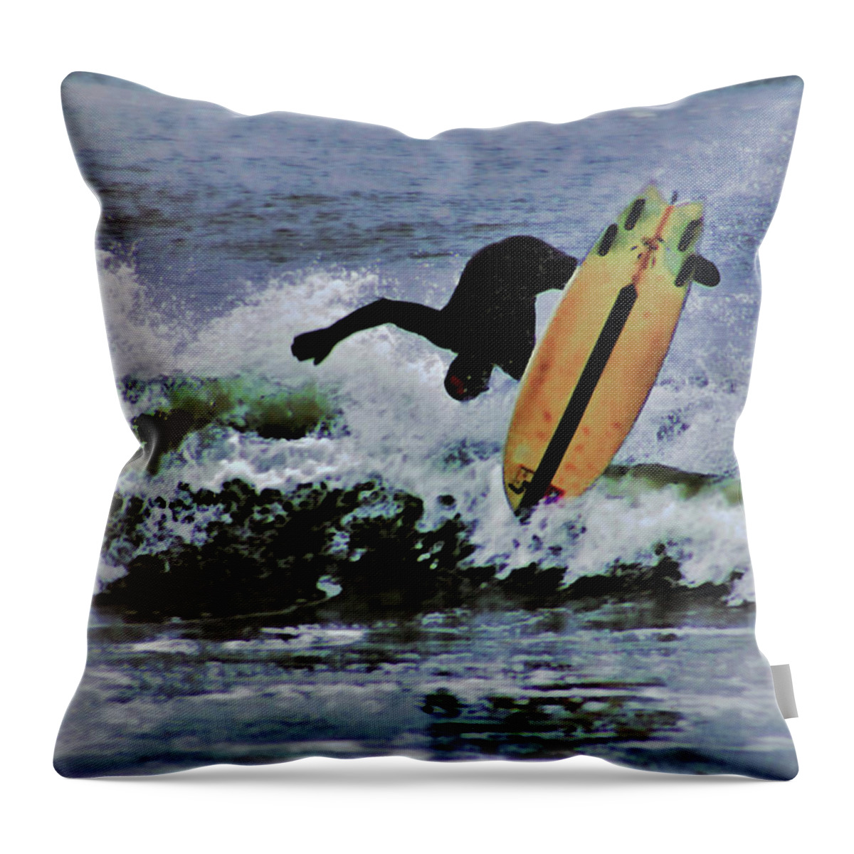 Surf Board Throw Pillow featuring the photograph Surfs Up by M Three Photos