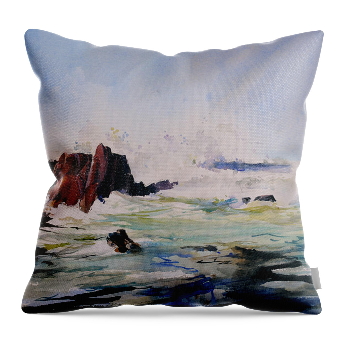 Surf Throw Pillow featuring the painting Surf's Up by P Anthony Visco