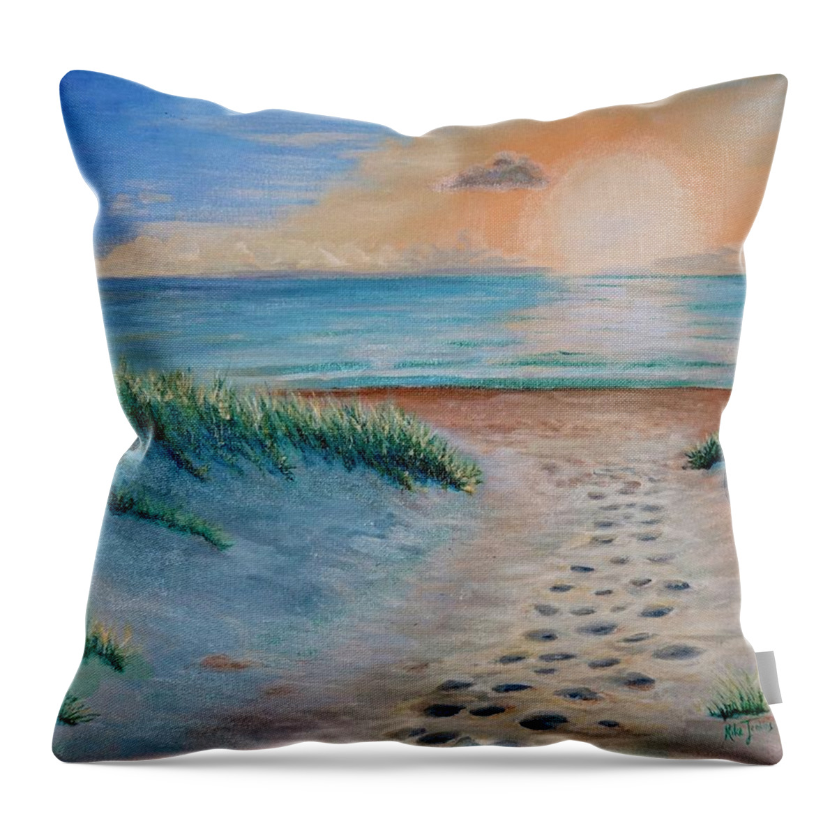 Beach Throw Pillow featuring the painting Surfside Beach FL by Mike Jenkins