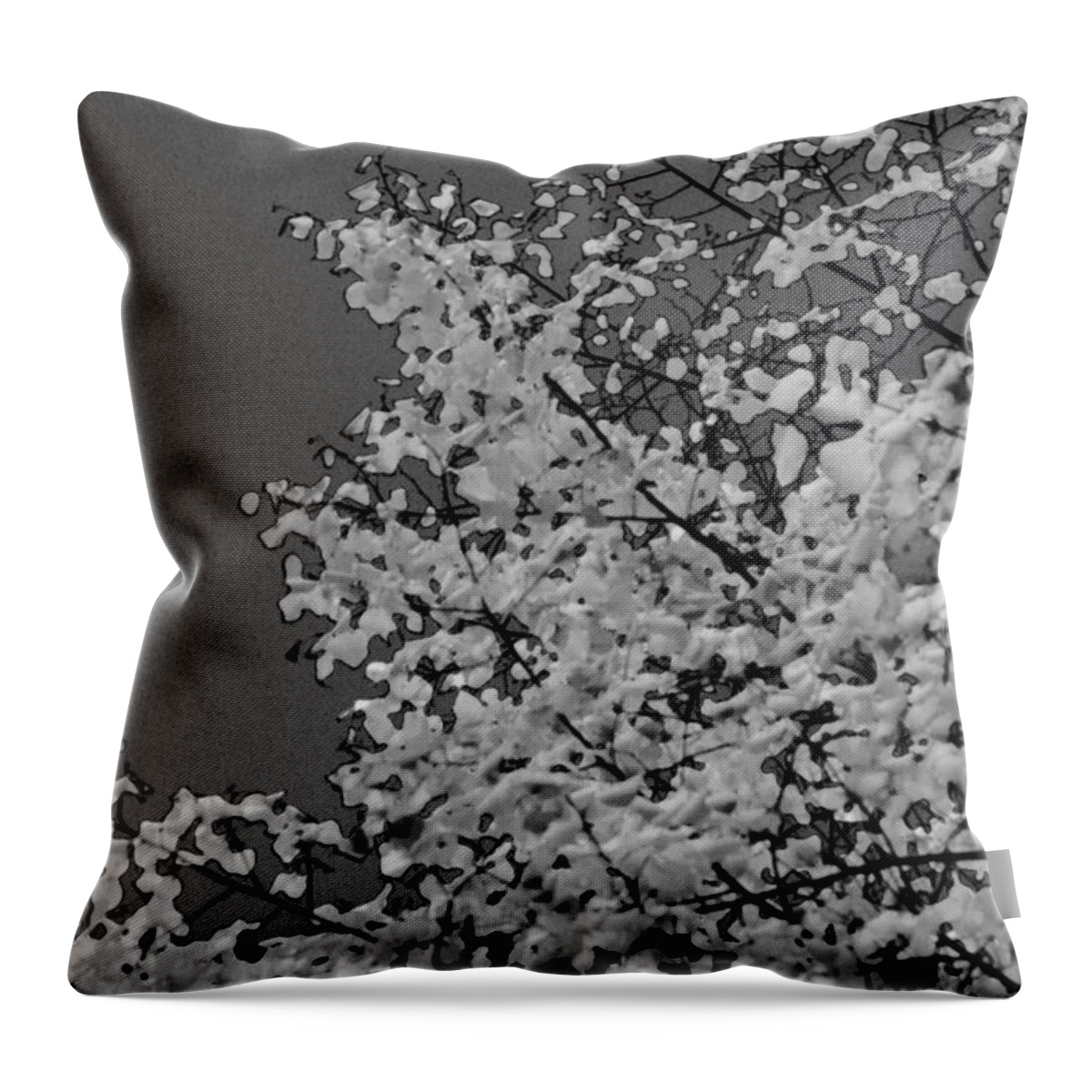 Noir Throw Pillow featuring the photograph Surreal Deconstruction of Fall Foliage in Noir by Michael Oceanofwisdom Bidwell