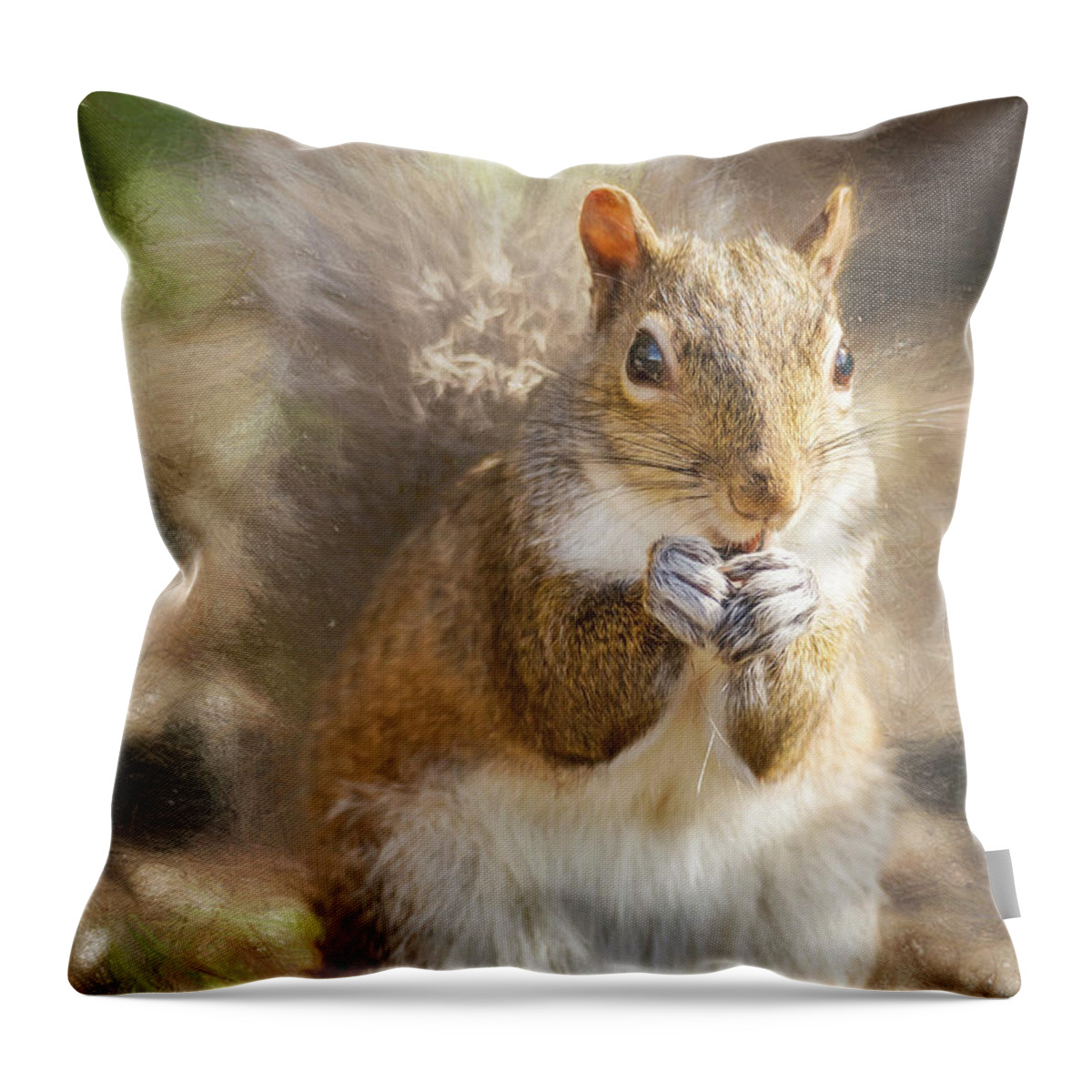 Rodent Throw Pillow featuring the photograph Surreptitious Squirrel by Bill and Linda Tiepelman