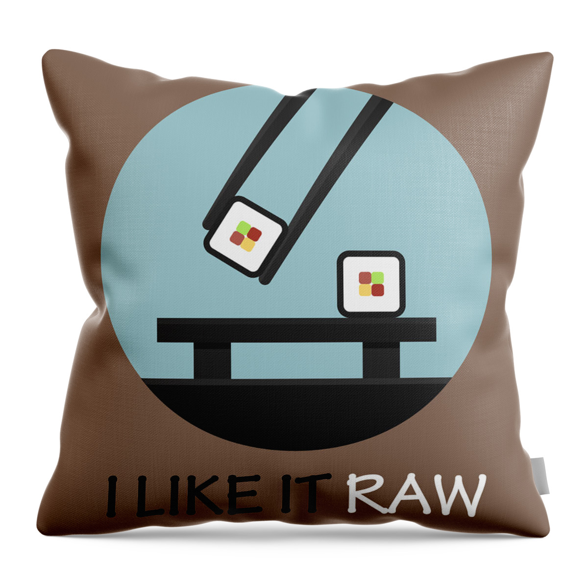 Sushi Throw Pillow featuring the painting Sushi Poster Print - I Like It Raw by Beautify My Walls