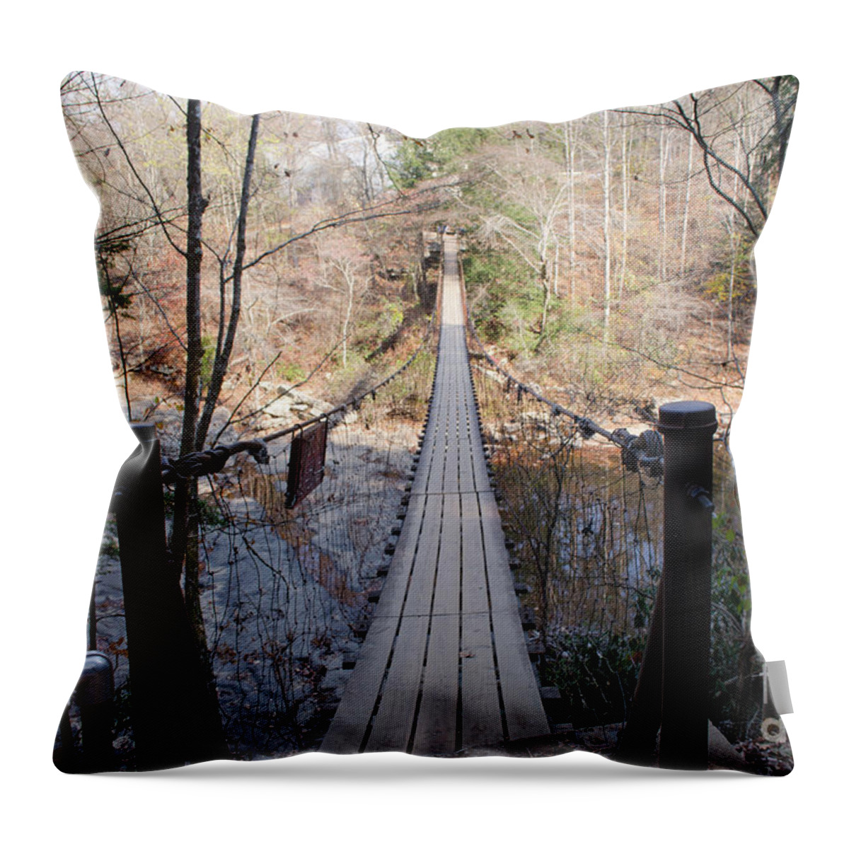 Bridge Throw Pillow featuring the photograph Suspension Bridge At Fall Creek Falls State Park by Donna Brown