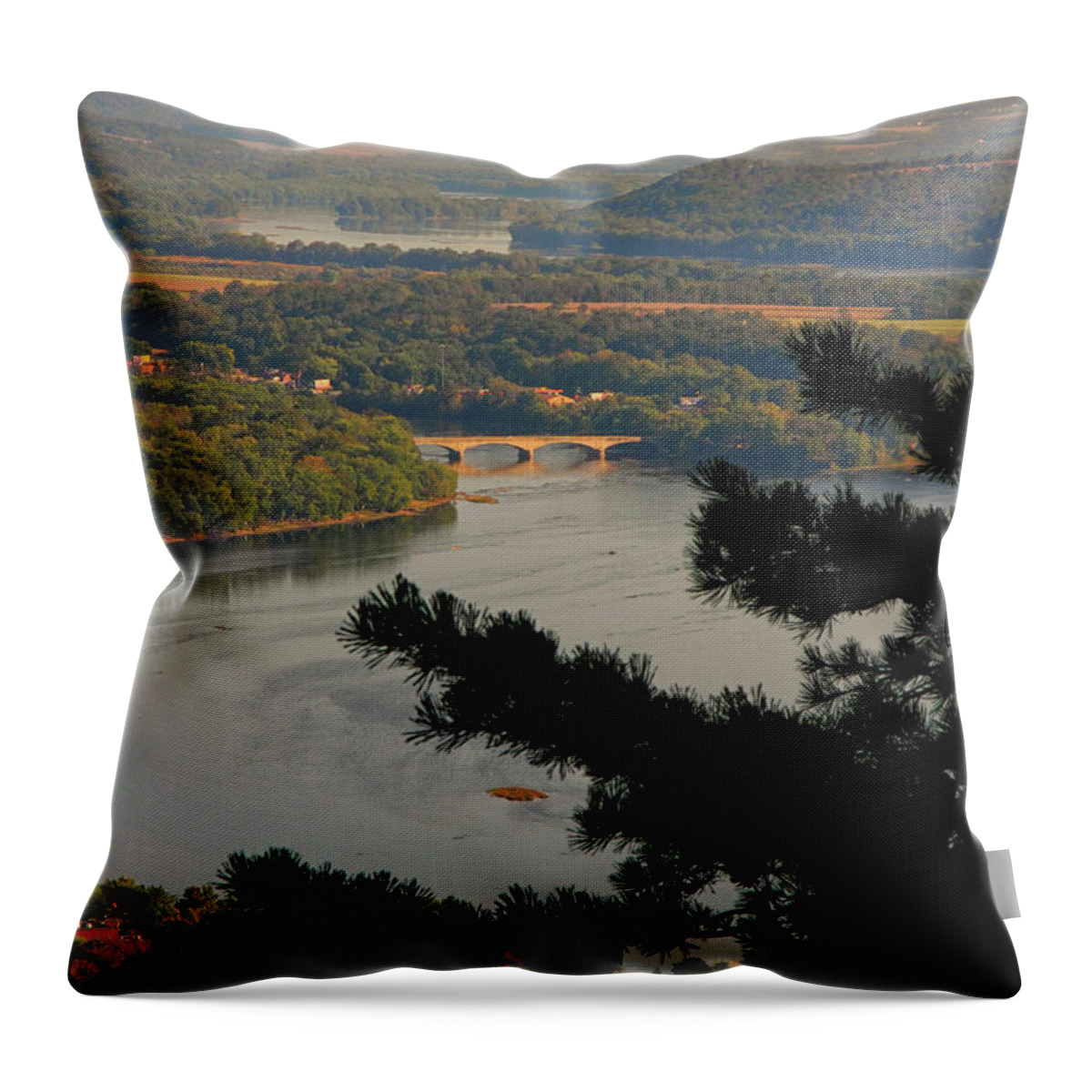 Susquehanna River Below Throw Pillow featuring the photograph Susquehanna River Below by Raymond Salani III