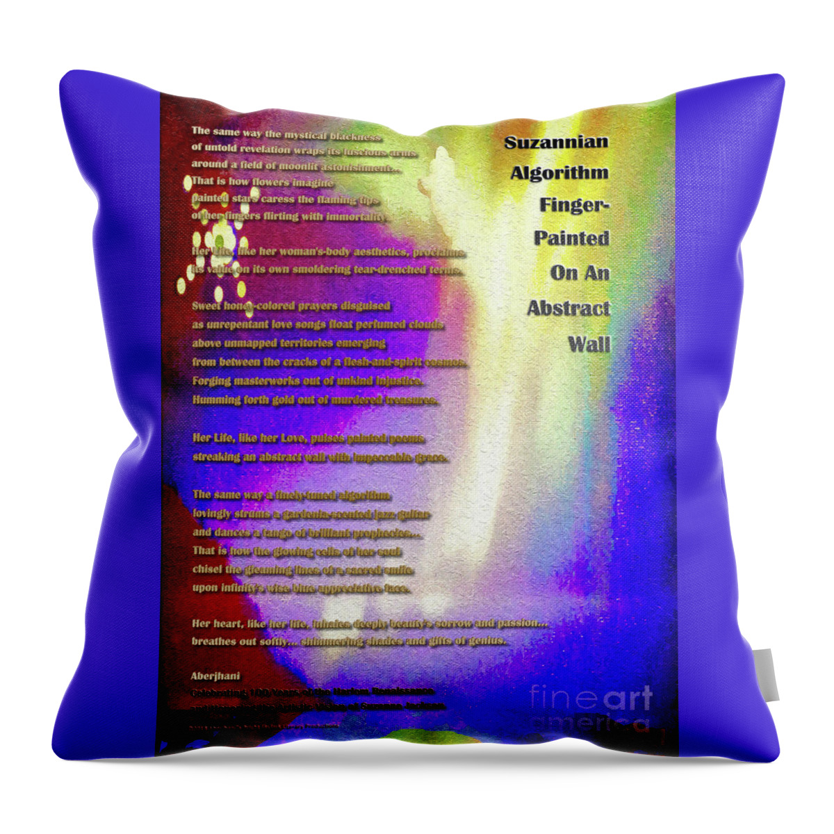 Chromatic Poetics Throw Pillow featuring the mixed media Suzannian Algorithm Finger-Painted on an Abstract Wall Number 1 by Aberjhani