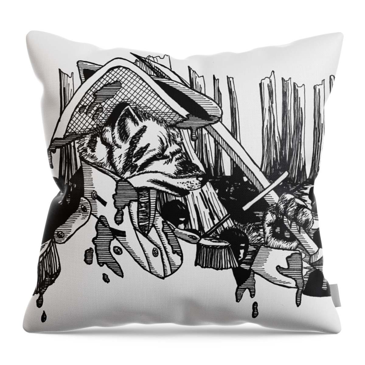 Swamp Fox Throw Pillow featuring the drawing Swamp Fox by Scarlett Royale