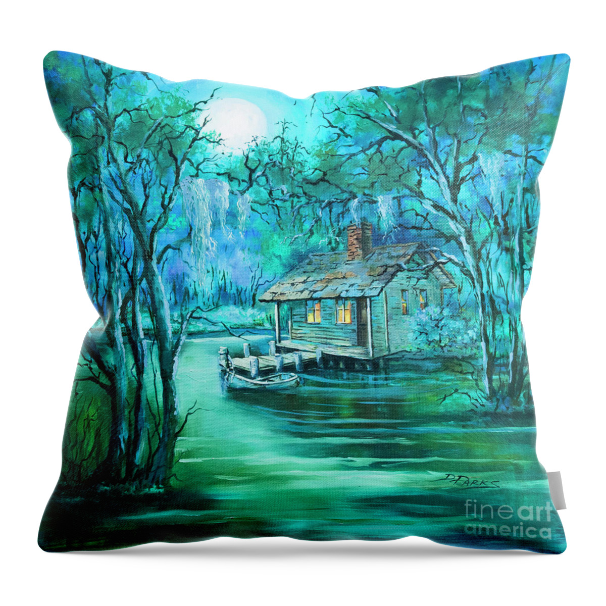 Louisiana Throw Pillow featuring the painting Swamp Moon by Dianne Parks