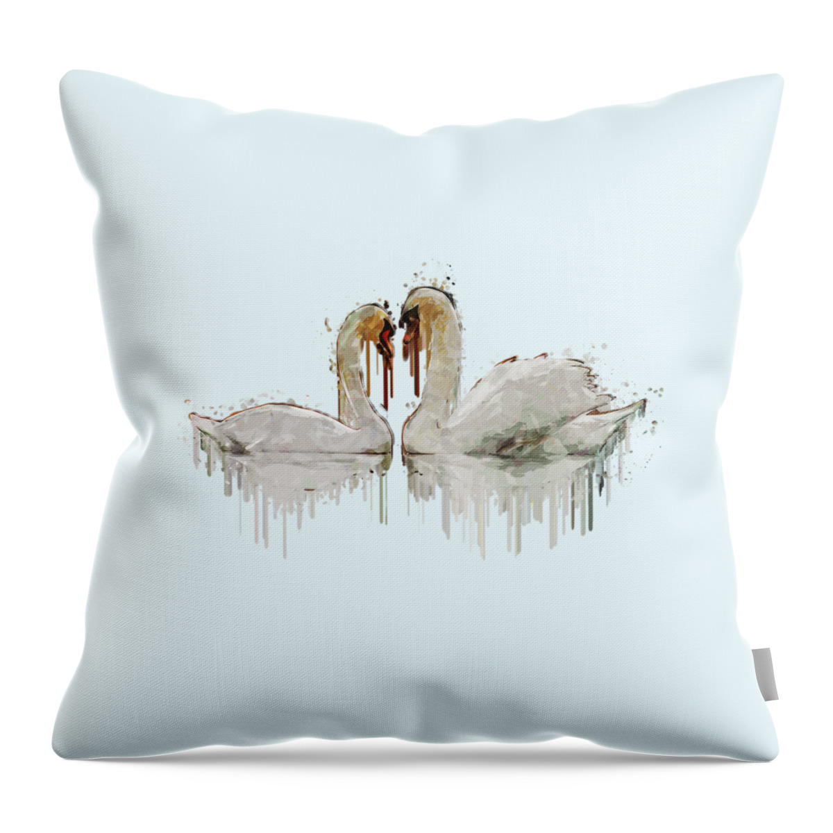 Swan Love Throw Pillow featuring the painting Swan Love acrylic painting by Georgeta Blanaru
