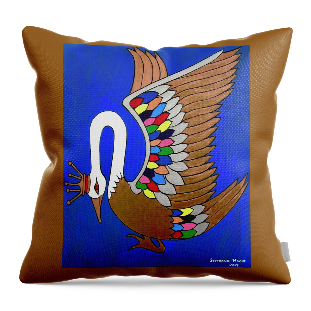 Swan Throw Pillow featuring the painting Swan by Stephanie Moore