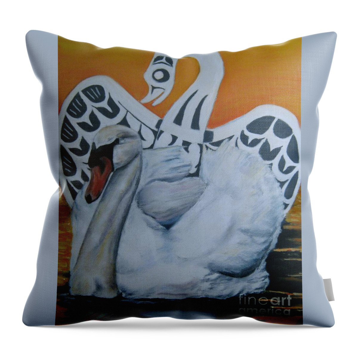  Throw Pillow featuring the pastel Swan Totem by John Huntsman
